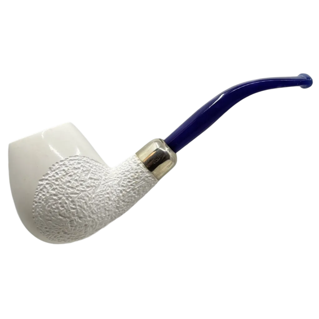 Meerschaum Large Egg w. Handcarved Details and 925 Silver