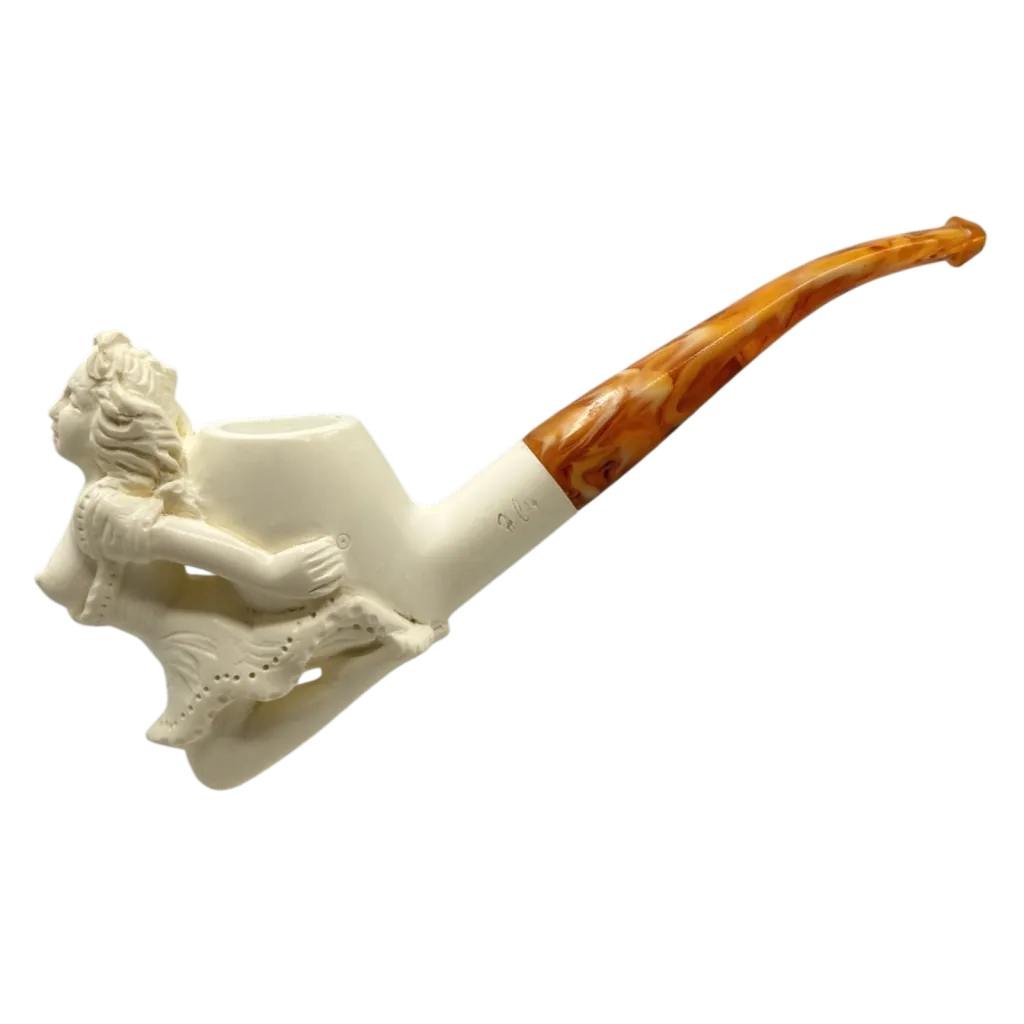 Meerschaum Female Figure w. Colorful Stem