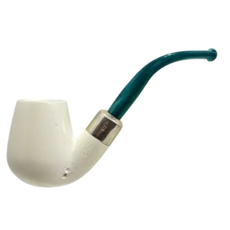 Meerschaum Bent Egg. w. 925 Silver and Green Stem